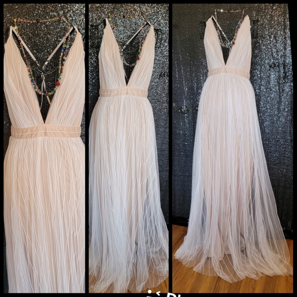 Maxi White and Tan Dress